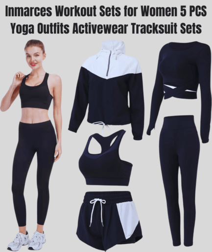 Inmarces Workout Sets for Women 5 PCS Yoga Outfits Activewear Tracksuit Sets